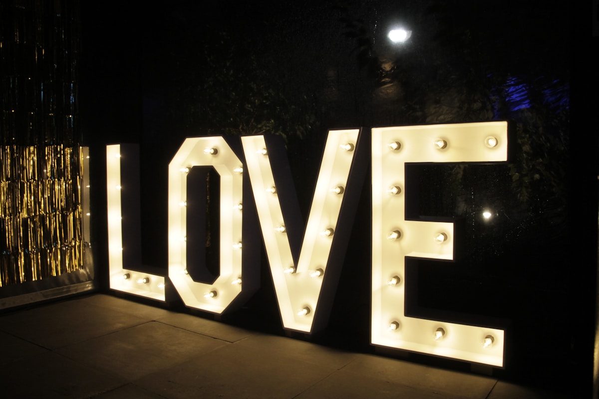 Illuminated LOVE letters